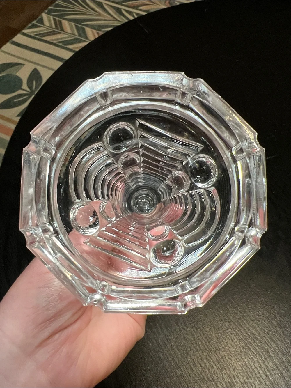 Vintage 1930s Val Saint Lambert Eye Winker Style Clear Glass Candlestick Holder